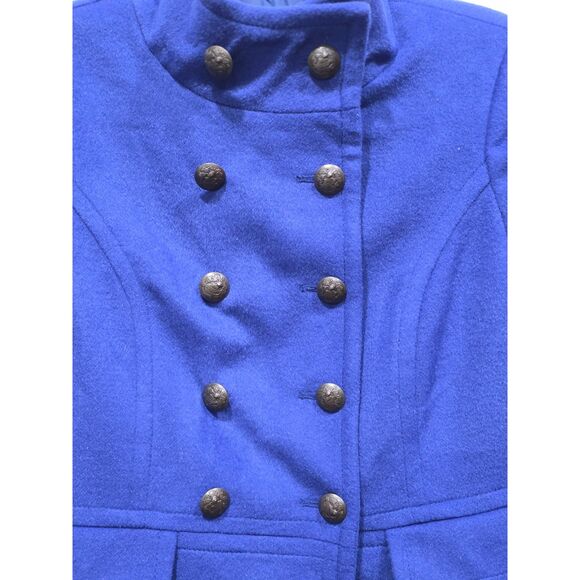 NWT The Limited Royal Blue Brushed Wool Blend Military Peacoat Jacket, S - Picture 3 of 12